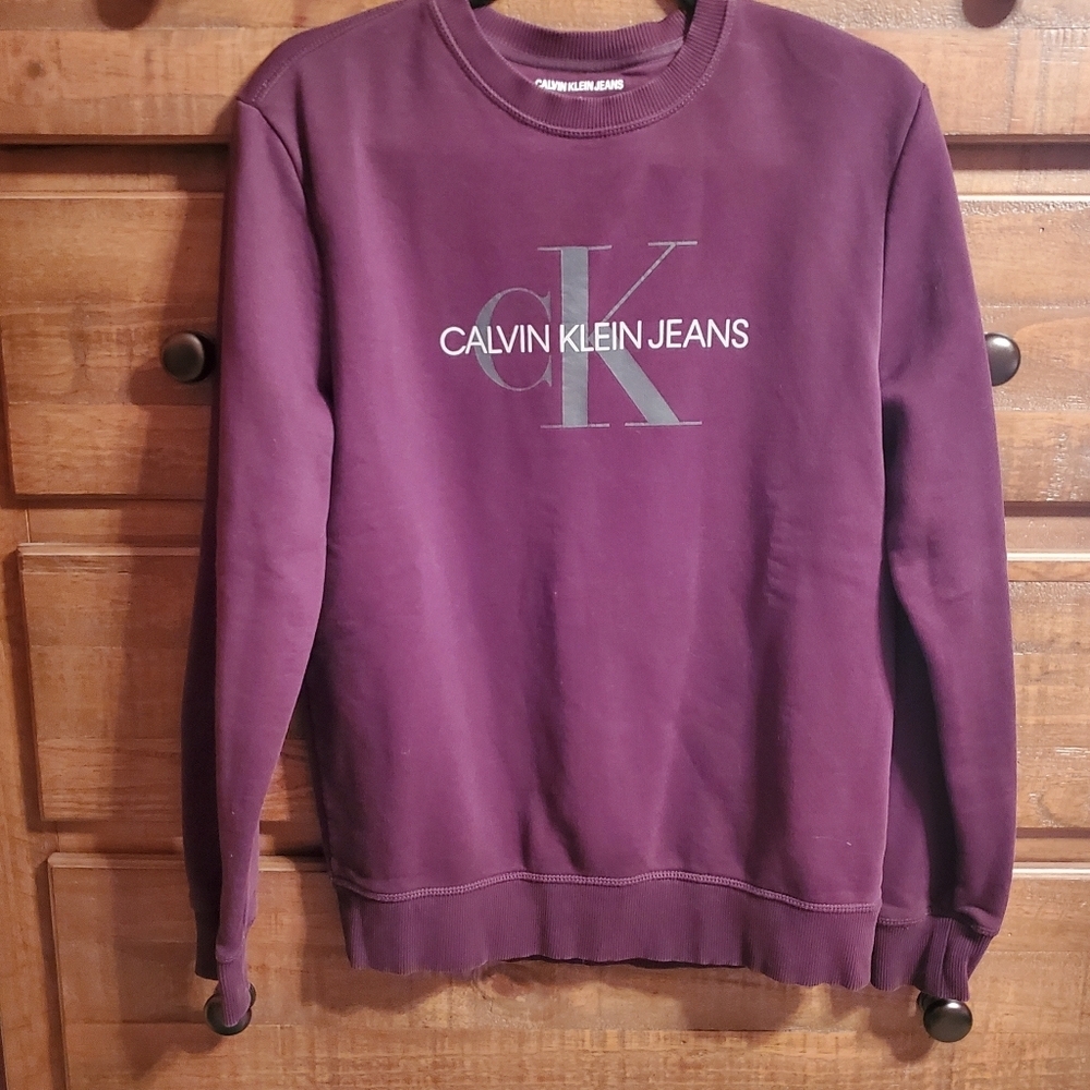 Vintage Calvin Klein Burgundy Crewneck Sweatshirt 90s Sz Small